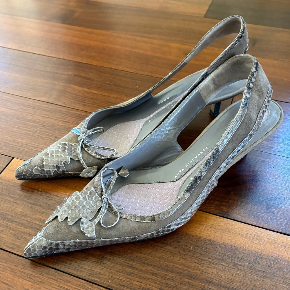 Anya Hindmark London leather animal effect sling back - size 39.5